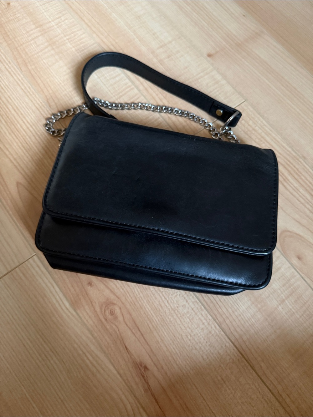 Vintage Rudsak Black Leather Chain Shoulder Bag / WOC